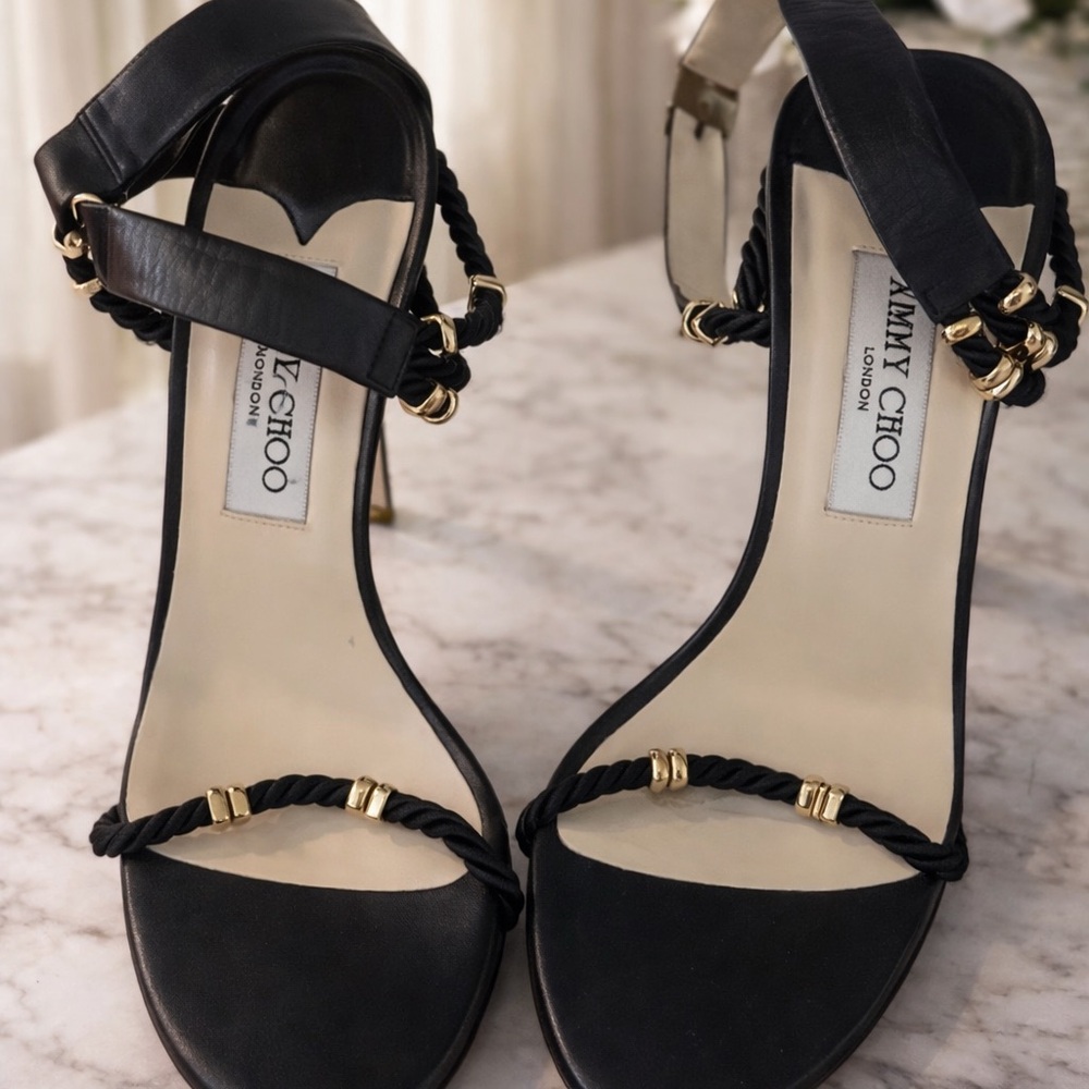 Jimmy Choo Black Heels with Gold Accents